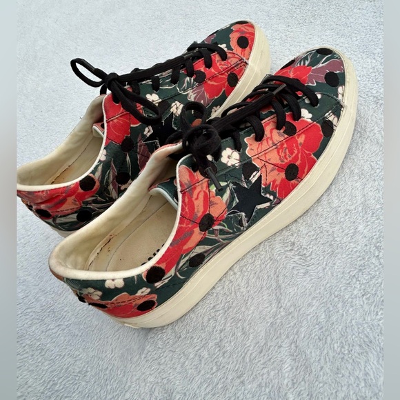 Converse Platform Shoes Sneakers Polka Dot Floral Sz 9.5 - Picture 2 of 8